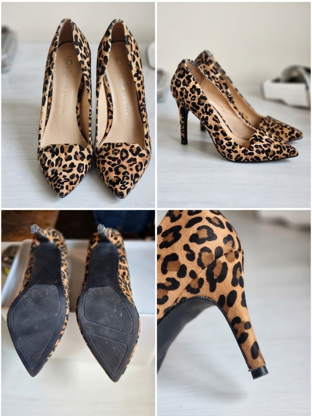 LC Lauren Conrad Leopard-Print Pointed-Toe Stiletto Pumps - Tan and Black